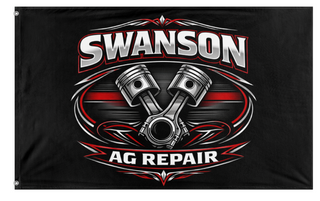 A mockup of the custom flag 'Swanson ag flag' on a white background