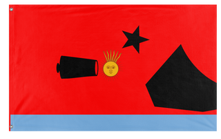 A mockup of the custom flag 'booj flag' on a white background