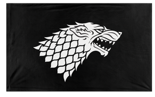 A mockup of the custom flag 'House Stark flag' on a white background