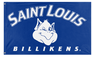 A mockup of the custom flag 'Saint Louis Billikens flag' on a white background