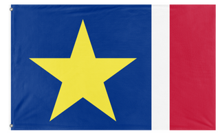 A mockup of the custom flag 'Union of New Karda flag' on a white background