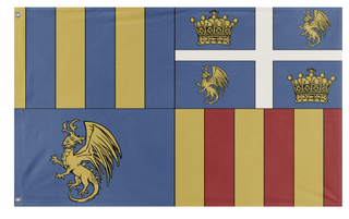 A mockup of the custom flag 'house of vermax flag' on a white background