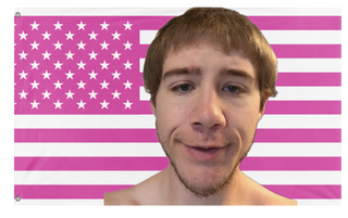 A mockup of the custom flag 'Aaron flag' on a white background