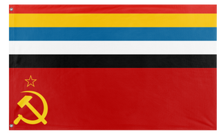 A mockup of the custom flag 'chinese soviet railway company flag' on a white background