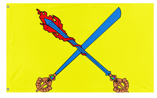 A mockup of the custom flag 'tibetian flag' on a white background