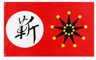 A mockup of the custom flag 'xinjang warlord china flag' on a white background