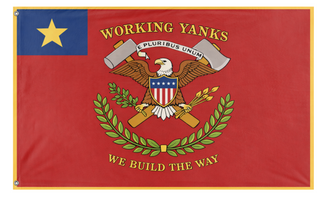 A mockup of the custom flag 'working union flag' on a white background