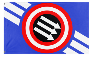 A mockup of the custom flag 'iron front' on a white background