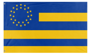 A mockup of the custom flag 'European Union in the Style of America flag' on a white background