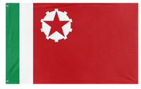 A mockup of the custom flag 'Communis Flag of Italy' on a white background