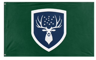 A mockup of the custom flag 'green moutain company flag' on a white background