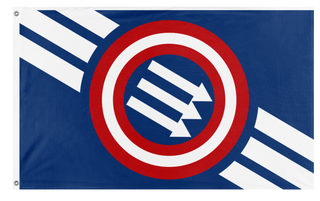 A mockup of the custom flag 'Iron front flag' on a white background