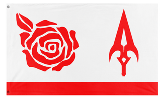 A mockup of the custom flag 'Scarlatia flag' on a white background