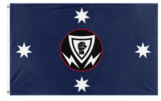 A mockup of the custom flag 'Australian Nationalist Squadron flag' on a white background