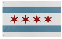 A mockup of the custom flag 'chicago flag' on a white background