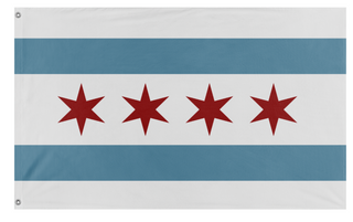 A mockup of the custom flag 'chicago flag' on a white background