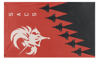A mockup of the custom flag 'Ace Combat SACS squadron flag' on a white background