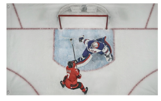 A mockup of the custom flag 'The save  flag' on a white background