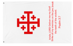A mockup of the custom flag 'Psalm 3:7 flag' on a white background