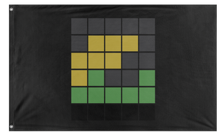 A mockup of the custom flag 'IRDMWORDLE flag' on a white background