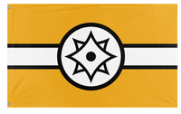 A mockup of the custom flag 'Yevrasvobodnia flag' on a white background