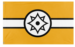 A mockup of the custom flag 'Yevrasvobodnia flag' on a white background