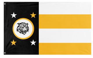 A mockup of the custom flag 'Tabb High School Flag' on a white background