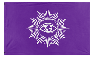 A mockup of the custom flag 'The Eye in the Light flag' on a white background