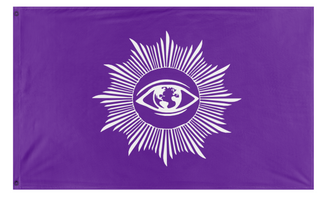 A mockup of the custom flag 'The Eye in the Light flag' on a white background