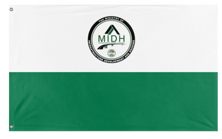 A mockup of the custom flag 'Ministry of Infrastructure Development and Housing  flag' on a white background