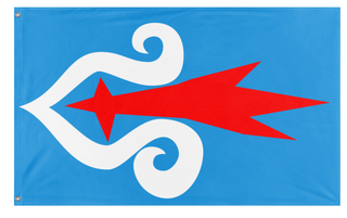 A mockup of the custom flag 'ainu flag' on a white background
