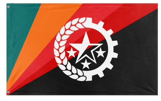 A mockup of the custom flag 'Federation of Luevyski flag' on a white background