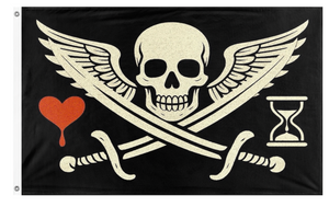 A mockup of the custom flag 'pirate flag' on a white background