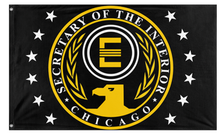A mockup of the custom flag 'Chicago Enclave flag' on a white background