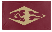 A mockup of the custom flag 'Dragon Banner flag' on a white background