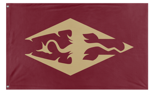 A mockup of the custom flag 'Dragon Banner flag' on a white background