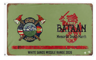 A mockup of the custom flag 'FRFR Bataan flag' on a white background