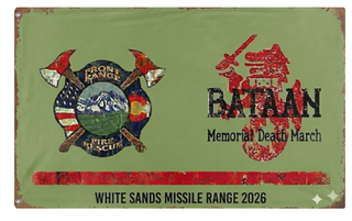 A mockup of the custom flag 'FRFR Bataan  flag' on a white background