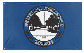 A mockup of the custom flag 'Greendale Community College flag' on a white background