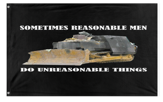A mockup of the custom flag 'Kill dozer  flag' on a white background