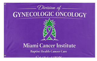 A mockup of the custom flag 'Gyn Onc MCI flag' on a white background
