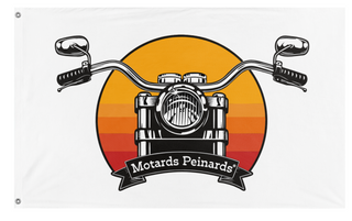 A mockup of the custom flag 'Drapeau Motards Peinards flag' on a white background