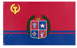 A mockup of the custom flag 'Democratic Peoples Republic of Acadia flag' on a white background