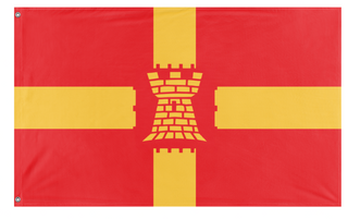 A mockup of the custom flag 'Greater Manchester Redesign flag' on a white background