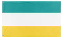 A mockup of the custom flag 'Mineland flag' on a white background