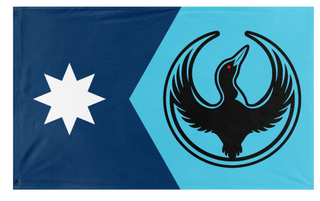 A mockup of the custom flag 'MN State Loon Rebel Alliance flag' on a white background