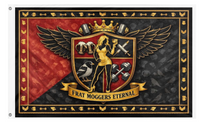 A mockup of the custom flag 'Frat Castle flag' on a white background