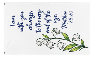 A mockup of the custom flag 'Andrea Retreat flag' on a white background