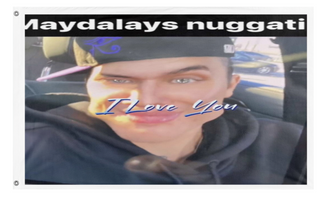 A mockup of the custom flag 'Madalays nuggati flag' on a white background