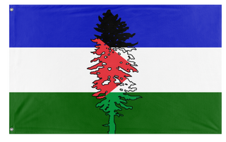 A mockup of the custom flag 'Cascadia for Palestine' on a white background